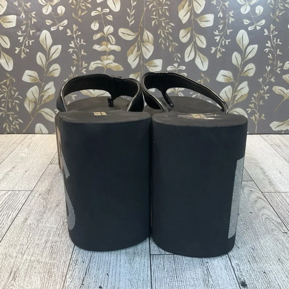 Runway MICHAEL KORS Flocked‎ Eva Sole Sz 8 Black Platform Sandal Retail $160 - Picture 4 of 9